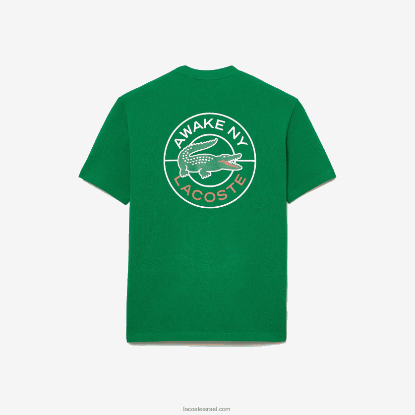 חולצת טריקו כותנה פיקה לוגו של lacoste x awake ny DZ4D0D892 ירוק מי גברים - Image 2
