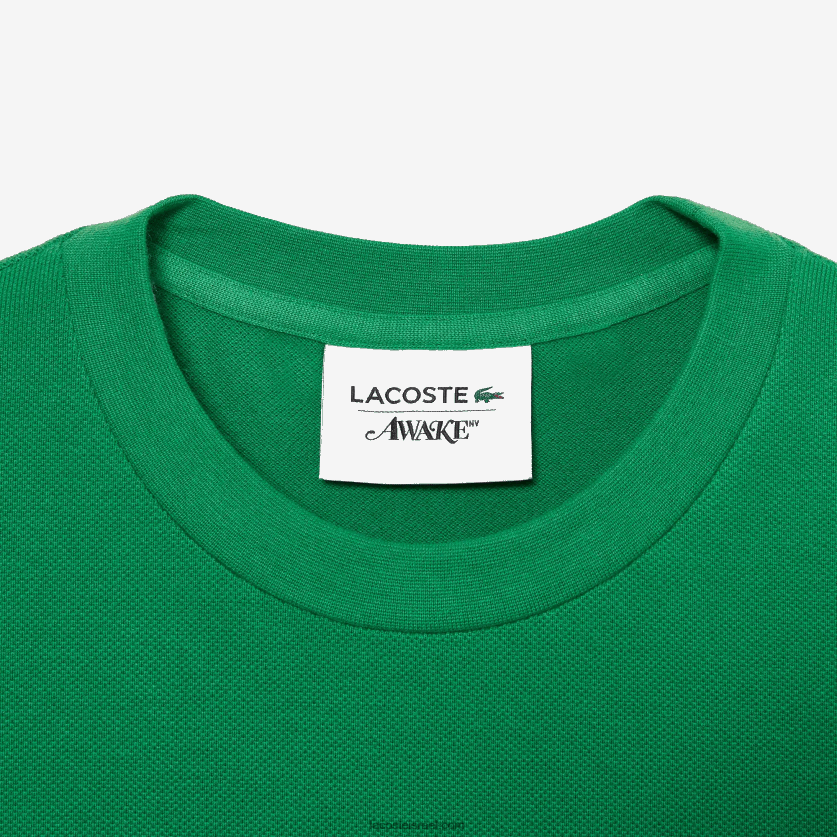 חולצת טריקו כותנה פיקה לוגו של lacoste x awake ny DZ4D0D892 ירוק מי גברים - Image 3