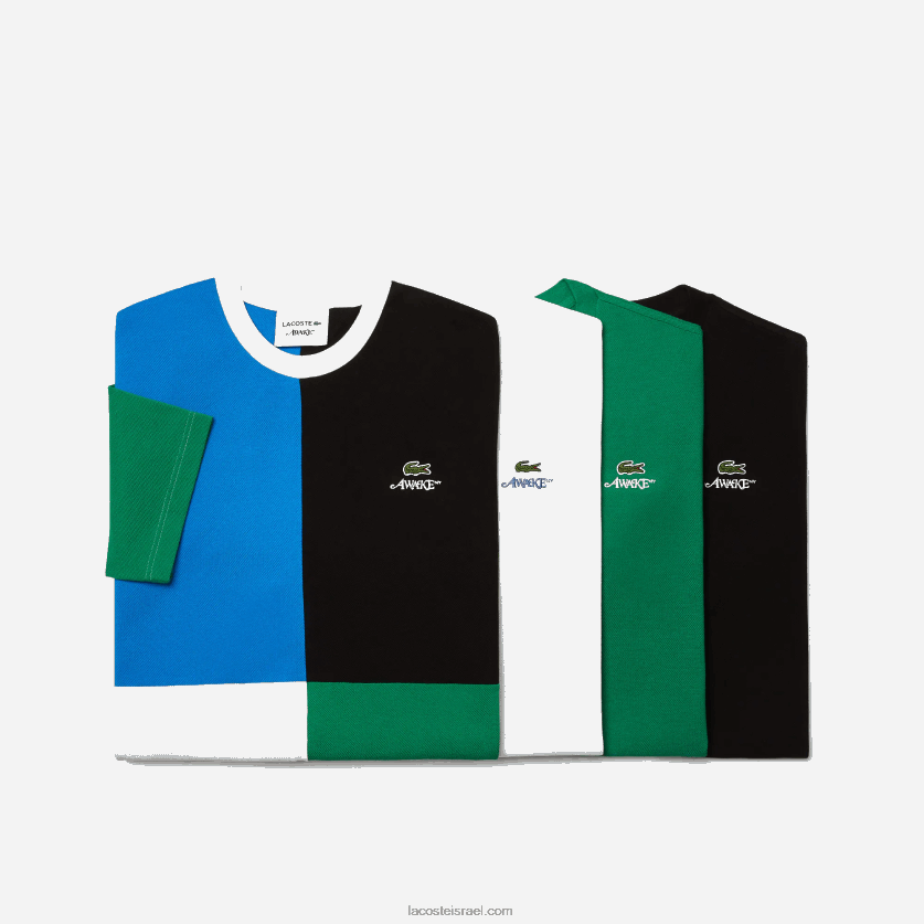 חולצת טריקו כותנה פיקה לוגו של lacoste x awake ny DZ4D0D892 ירוק מי גברים - Image 5