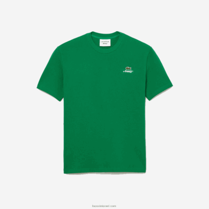 חולצת טריקו כותנה פיקה לוגו של lacoste x awake ny DZ4D0D892 ירוק מי גברים