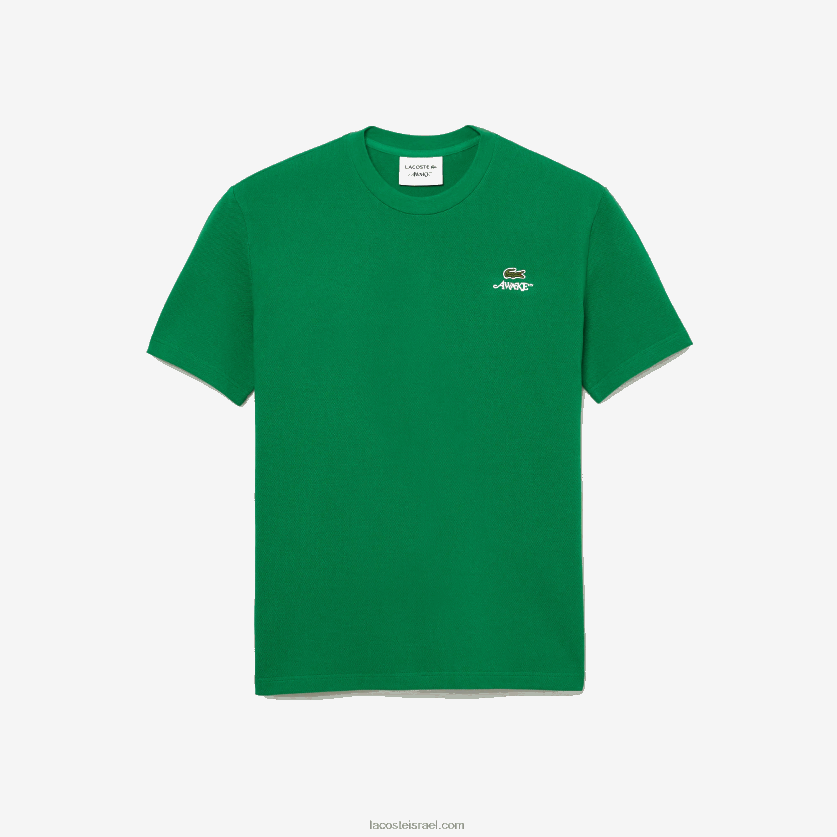 חולצת טריקו כותנה פיקה לוגו של lacoste x awake ny DZ4D0D892 ירוק מי גברים - Image 1