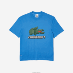 חולצת טריקו מכותנה אורגנית בהדפס lacoste x minecraft DZ4D0D881 כחול l99 נשים - Image 4