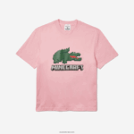 חולצת טריקו מכותנה אורגנית בהדפס lacoste x minecraft DZ4D0D879 ורוד 7sy נשים - Image 5