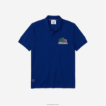פולו כותנה אורגנית בהתאמה קלאסית של lacoste x minecraft DZ4D0D942 כחול bdm נשים - Image 3