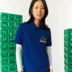 פולו כותנה אורגנית בהתאמה קלאסית של lacoste x minecraft DZ4D0D942 כחול bdm נשים - Image 5