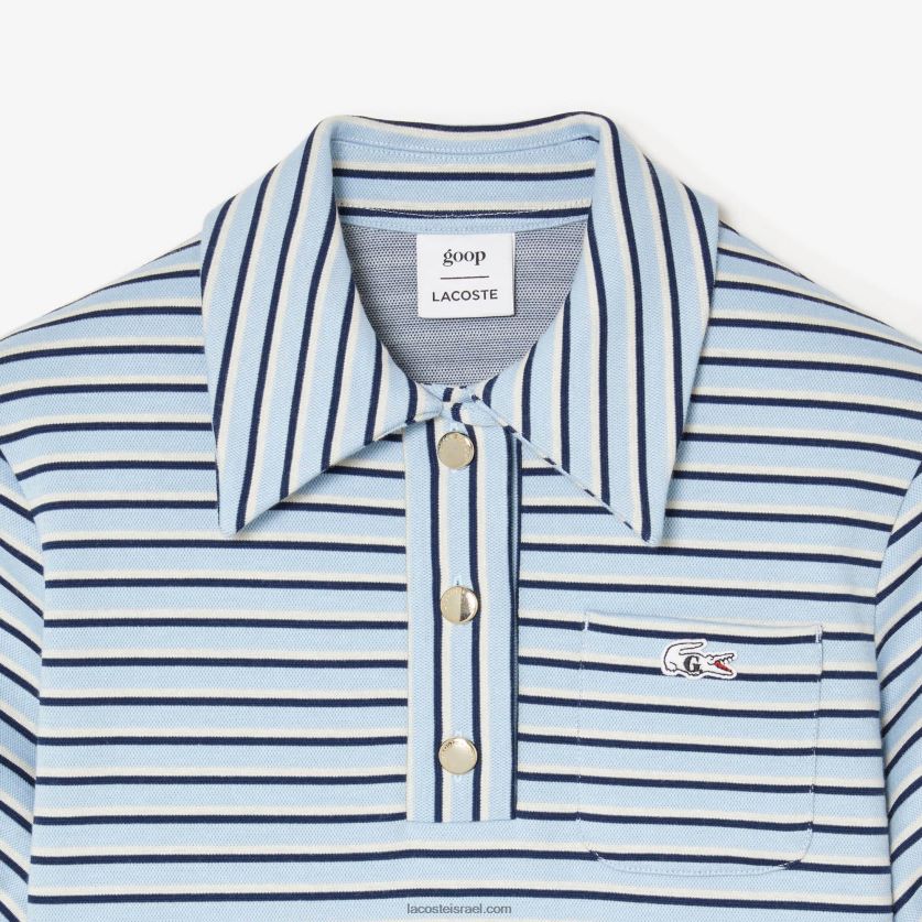 שמלת אקארד עם פסים של lacoste x goop DZ4D0D2672 כחול כהה לבן cjr נשים - Image 3