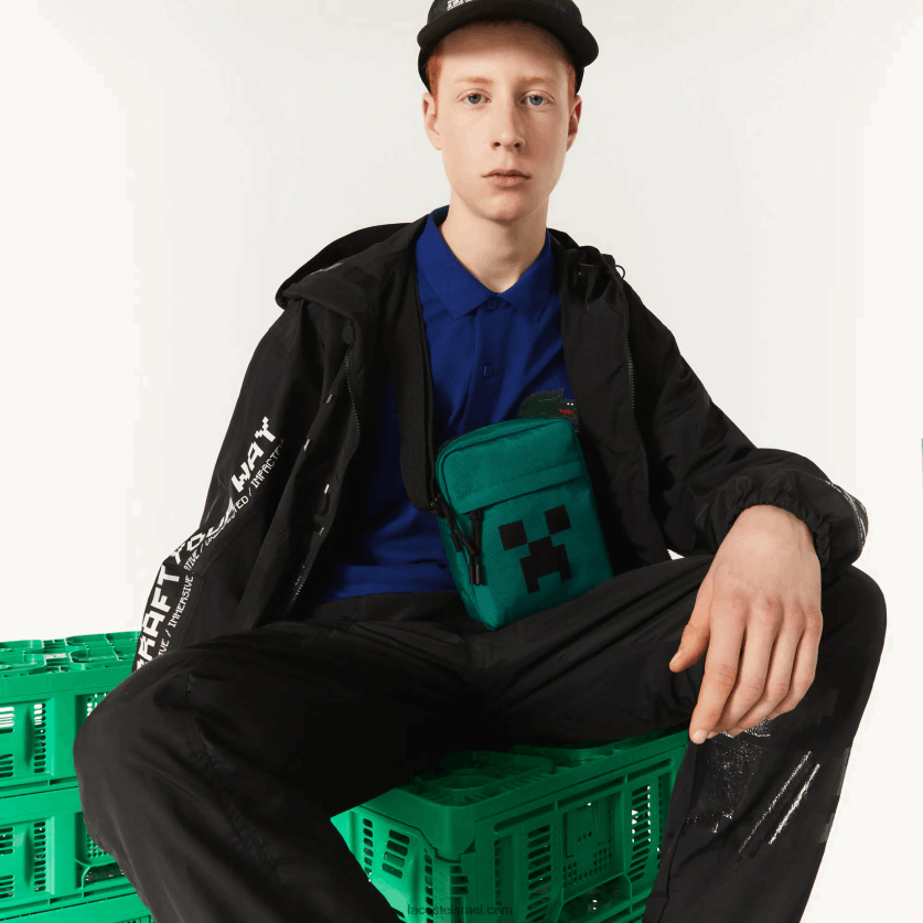 תיק מוצלב אנכי על בד בהדפסת lacoste x minecraft DZ4D0D2033 foret minecraft j94 גברים - Image 1