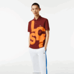 Lacoste אותיות ניגודיות בהתאמה רגילה petit pique polo DZ4D0D711 בורדו zs1 גברים - Image 2