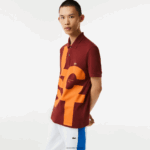 Lacoste אותיות ניגודיות בהתאמה רגילה petit pique polo DZ4D0D711 בורדו zs1 גברים