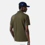 Lacoste אותיות ניגודיות בהתאמה רגילה petit pique polo DZ4D0D712 ירוק חאקי s7t גברים - Image 3