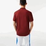 Lacoste אותיות ניגודיות בהתאמה רגילה petit pique polo DZ4D0D711 בורדו zs1 גברים - Image 3