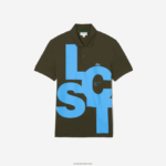 Lacoste אותיות ניגודיות בהתאמה רגילה petit pique polo DZ4D0D712 ירוק חאקי s7t גברים - Image 4