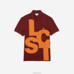Lacoste אותיות ניגודיות בהתאמה רגילה petit pique polo DZ4D0D711 בורדו zs1 גברים - Image 4