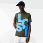 Lacoste אותיות ניגודיות בהתאמה רגילה petit pique polo DZ4D0D712 ירוק חאקי s7t גברים
