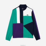 Lacoste אימונית טניס בהדפס תנין ספורטיבית DZ4D0D1145 כחול כהה ירוק סגול לבן xsb גברים - Image 7