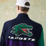 Lacoste אימונית טניס בהדפס תנין ספורטיבית DZ4D0D1145 כחול כהה ירוק סגול לבן xsb גברים - Image 9