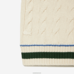 Lacoste אפוד סוודר סרוג בכבלים מכותנה אורגנית DZ4D0D504 לבן r1t גברים - Image 2