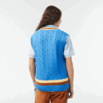 Lacoste אפוד סוודר צמר בכושר קלאסי DZ4D0D1470 כחול חום צהוב 7ms גברים - Image 2