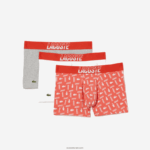 Lacoste ארגזים מודפסים מכותנה מתיחה 3 חבילות DZ4D0D503 כתום אפור chine לבן tti גברים - Image 5