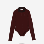 Lacoste בגד גוף עם צווארון רוכסן DZ4D0D2496 בורדו zs1 נשים - Image 3