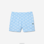 Lacoste בגד ים בהדפס מונוגרמה בשני גוונים DZ4D0D529 כחול לבן fv2 גברים - Image 4