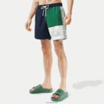 Lacoste בגד ים בצבע פוליאסטר ממוחזר DZ4D0D520 כחול כהה ירוק לבן אסט גברים - Image 2