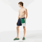 Lacoste בגד ים בצבע פוליאסטר ממוחזר DZ4D0D520 כחול כהה ירוק לבן אסט גברים