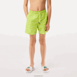 Lacoste בגד ים ממוחזר מפוליאסטר מודפס DZ4D0D3109 צהוב לבן 9zv בנים - Image 2