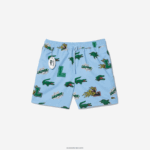 Lacoste בגד ים מרופדת רשת DZ4D0D1669 כחול לבן אייפ גברים - Image 5