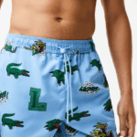 Lacoste בגד ים מרופדת רשת DZ4D0D1669 כחול לבן אייפ גברים - Image 7