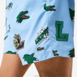 Lacoste בגד ים מרופדת רשת DZ4D0D1669 כחול לבן אייפ גברים - Image 8
