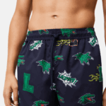 Lacoste בגד ים מרופדת רשת DZ4D0D1670 כחול כהה לבן qrn גברים - Image 2