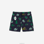 Lacoste בגד ים מרופדת רשת DZ4D0D1670 כחול כהה לבן qrn גברים - Image 5