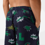 Lacoste בגד ים מרופדת רשת DZ4D0D1670 כחול כהה לבן qrn גברים - Image 7