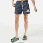 Lacoste בגד ים משובץ פוליאסטר ממוחזר DZ4D0D532 כחול כהה לבן xch גברים - Image 2