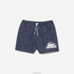 Lacoste בגד ים משובץ פוליאסטר ממוחזר DZ4D0D532 כחול כהה לבן xch גברים - Image 4