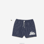Lacoste בגד ים משובץ פוליאסטר ממוחזר DZ4D0D532 כחול כהה לבן xch גברים - Image 5