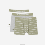 Lacoste בוקסר ג'רזי עם הדפס לוגו 3 חבילות DZ4D0D447 ירוק חאקי אפור chine gc9 גברים - Image 5
