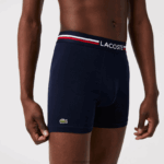 Lacoste בוקסר קצר כותנה ג'רזי מתיחה ארוכה, חבילה 3 DZ4D0D1424 כחול כהה לבן 525 גברים - Image 7