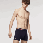 Lacoste בוקסר קצר כותנה ג'רזי מתיחה ארוכה, חבילה 3 DZ4D0D1424 כחול כהה לבן 525 גברים - Image 8