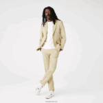 Lacoste בלייזר קפלים מתערובת כותנה ופשתן DZ4D0D1305 בז' שנות 68 גברים - Image 2