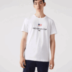 Lacoste גביע הנשיאים ספורט דגל אמריקאי חולצת טריקו DZ4D0D861 לבן 001 גברים - Image 2