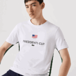 Lacoste גביע הנשיאים ספורט דגל אמריקאי חולצת טריקו DZ4D0D861 לבן 001 גברים