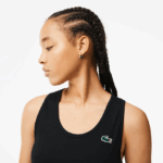 Lacoste גופייה מצולעת ספורטיבית DZ4D0D2387 שחור 031 נשים - Image 2