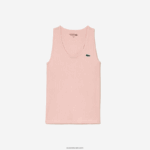 Lacoste גופייה מצולעת ספורטיבית DZ4D0D2388 ורוד kf9 נשים - Image 4