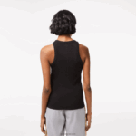 Lacoste גופיית כותנה אורגנית בגזרה דקיקה DZ4D0D2421 שחור 031 נשים - Image 3