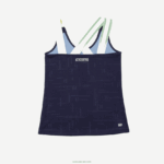 Lacoste גופיית ספורט צמודה DZ4D0D2594 כחול כהה לבן 2hc נשים - Image 2