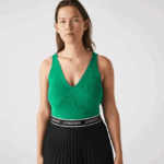 Lacoste גופיית סריג מצולעת ללא תפרים DZ4D0D2647 ירוק ldm נשים - Image 8