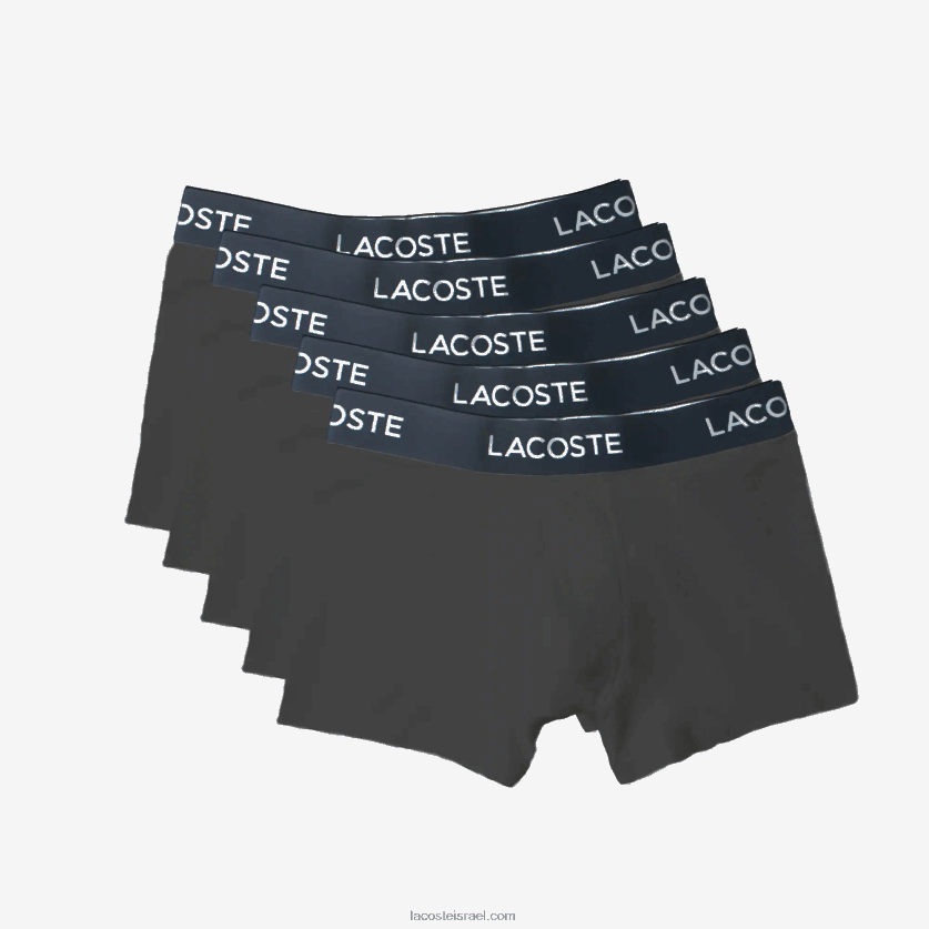 lacoste_d792d796d7a2d799_d79bd795d7aad7a0d794_d7a0d79ed7aad797d799d79d_d7a9d79c_5_d797d791d799d79cd795d7aa_dz4d0d1414_d790d7a4d7.png Lacoste גזעי כותנה נמתחים של 5 חבילות DZ4D0D1414 אפור xb4 גברים - Image 1
