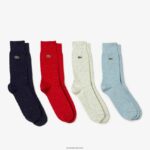 Lacoste גרבי ג'רסי מנומרים DZ4D0D1685 אדום כהה בצבע בז 'טורקיז ul2 גברים